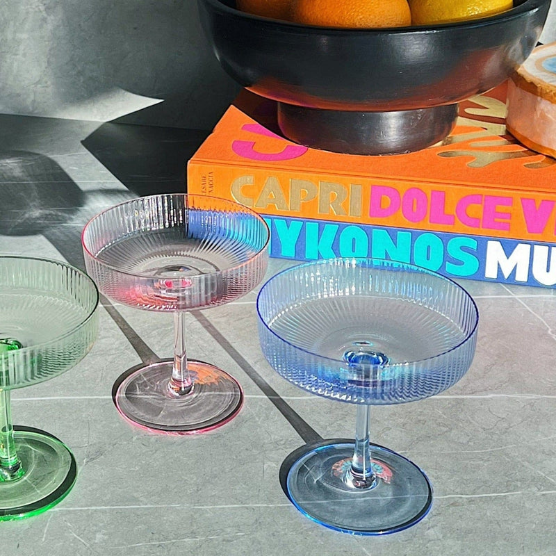 Ribbed Cocktail Glass - Blue