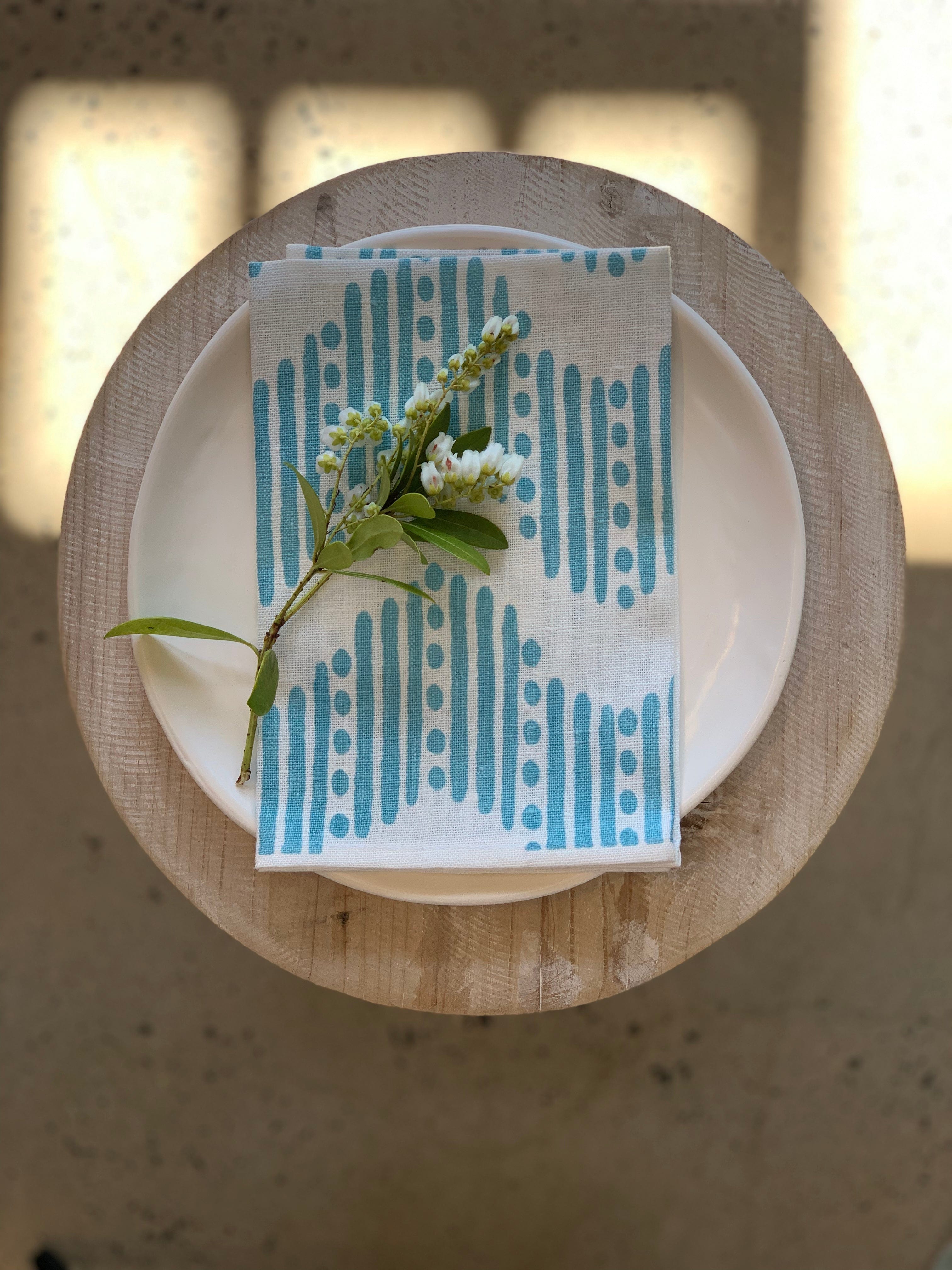 Pale Blue RikRac Linen Napkins