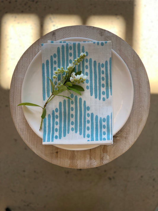 Pale Blue RikRac linen napkins (set of 4)