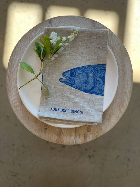 Cobalt Fish linen napkins