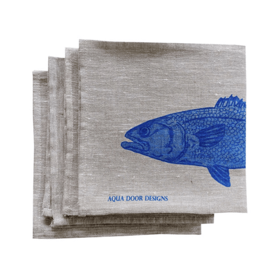 Cobalt Fish linen napkins
